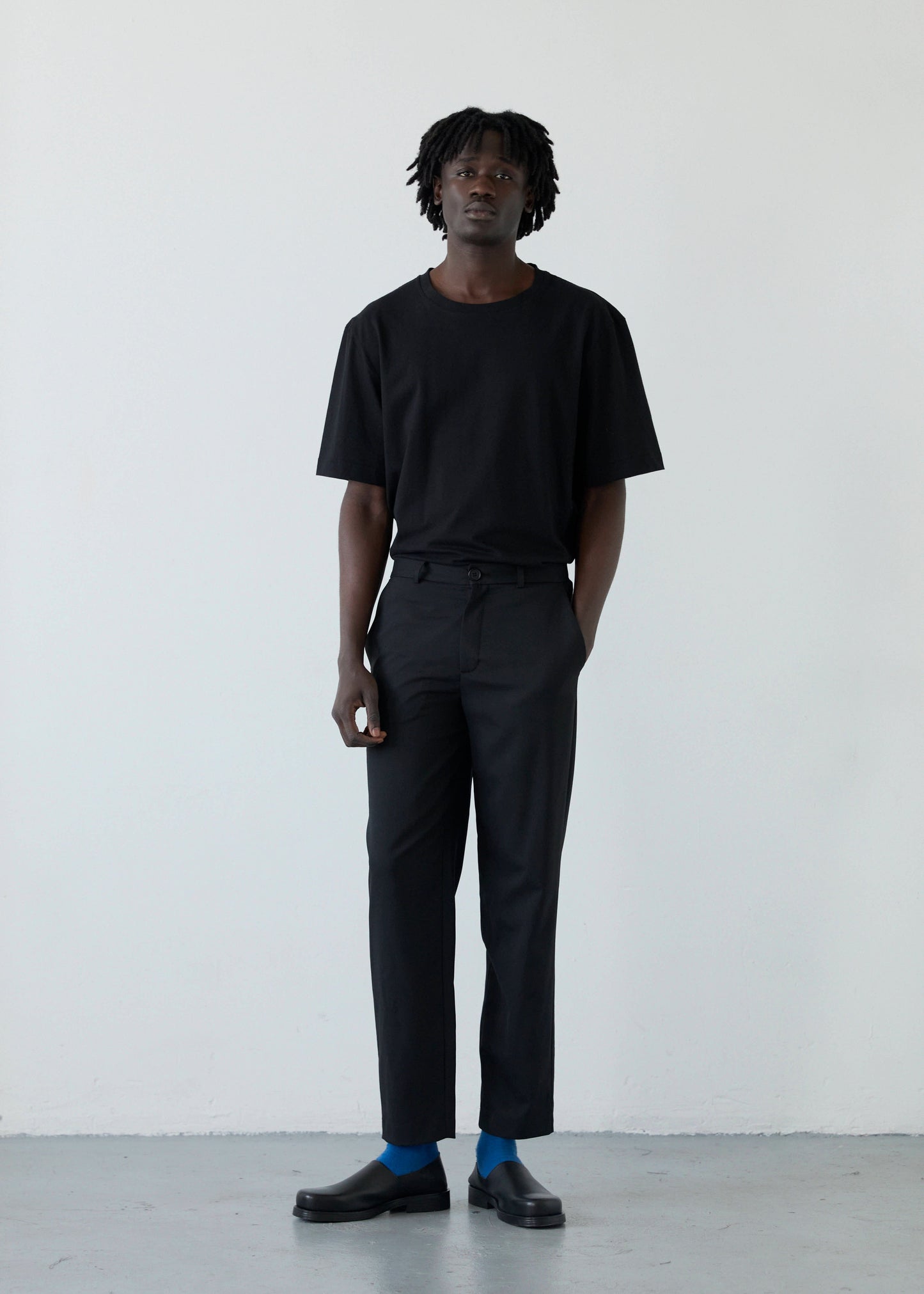 TROPICAL BLACK WOOL PANTS