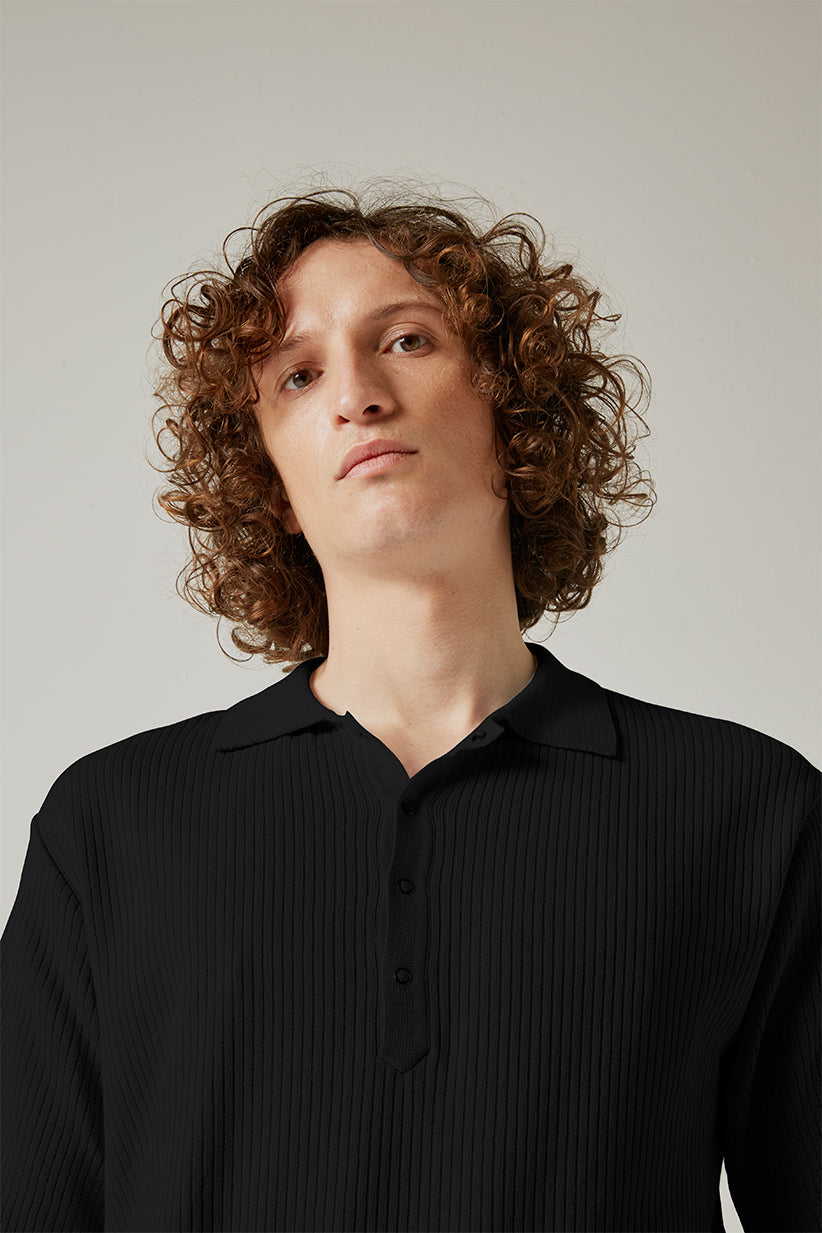 BIG SUR BLACK ORGANIC COTTON POLO SHIRT